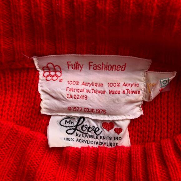 Vintage Mr. Love Livible Knits Montreal Olympics 1976 Sweater Red Acrylic Medium - Picture 7 of 8